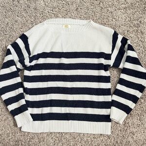 Anthropologie Maeve Navy and White Striped Sweater